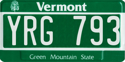VT license plate YRG793