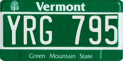 VT license plate YRG795