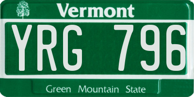 VT license plate YRG796