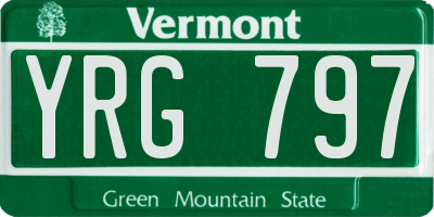 VT license plate YRG797