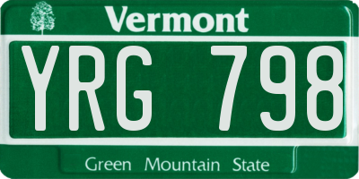 VT license plate YRG798