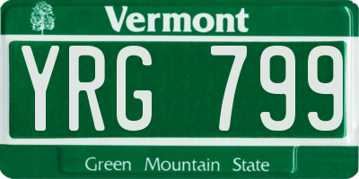 VT license plate YRG799
