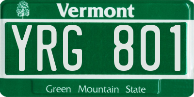 VT license plate YRG801
