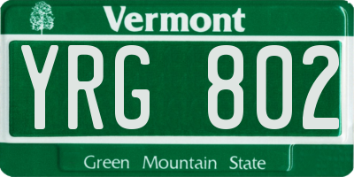 VT license plate YRG802