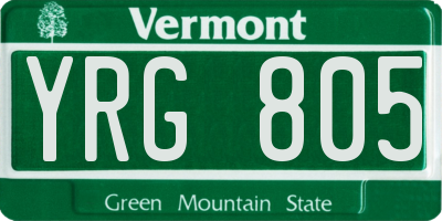 VT license plate YRG805