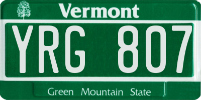 VT license plate YRG807