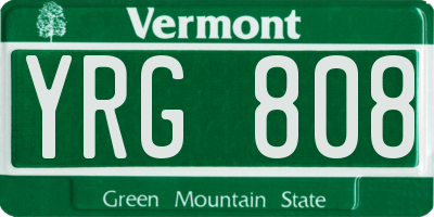 VT license plate YRG808