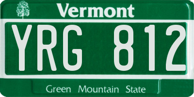 VT license plate YRG812