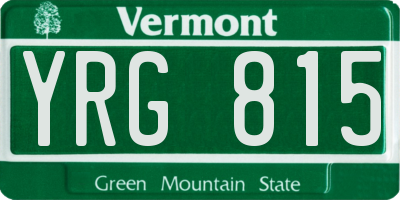 VT license plate YRG815