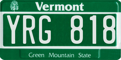 VT license plate YRG818