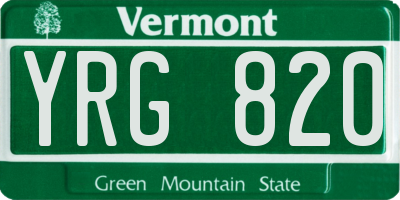 VT license plate YRG820