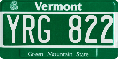 VT license plate YRG822