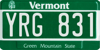 VT license plate YRG831