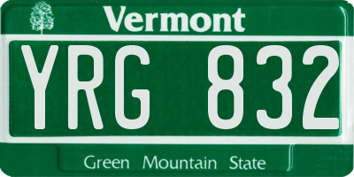 VT license plate YRG832