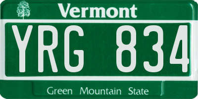 VT license plate YRG834