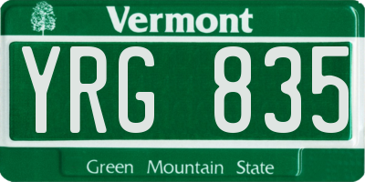 VT license plate YRG835
