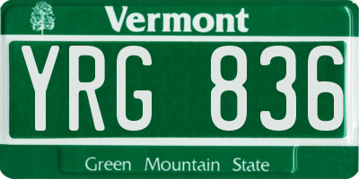VT license plate YRG836