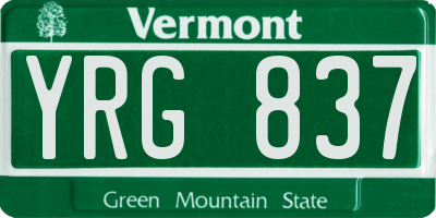VT license plate YRG837