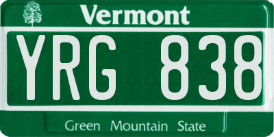 VT license plate YRG838