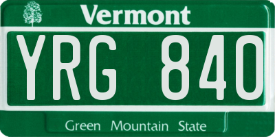 VT license plate YRG840