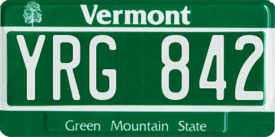 VT license plate YRG842