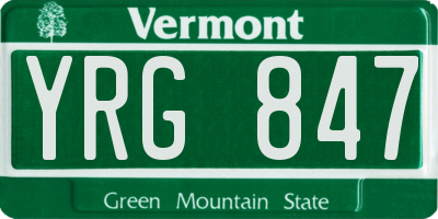 VT license plate YRG847