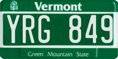 VT license plate YRG849