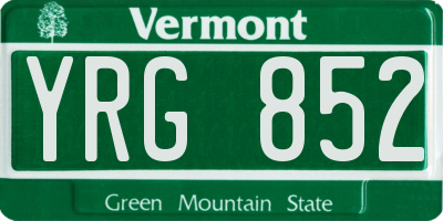 VT license plate YRG852