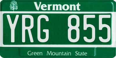VT license plate YRG855