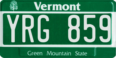 VT license plate YRG859