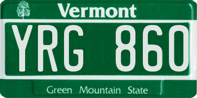 VT license plate YRG860