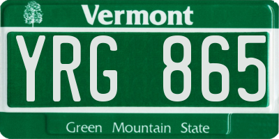 VT license plate YRG865