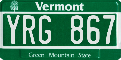 VT license plate YRG867