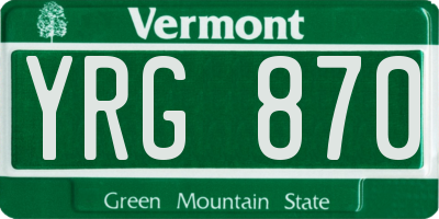 VT license plate YRG870