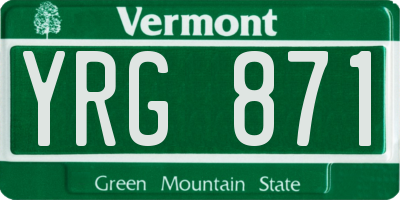 VT license plate YRG871