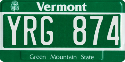 VT license plate YRG874