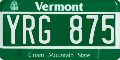 VT license plate YRG875