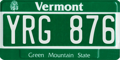 VT license plate YRG876
