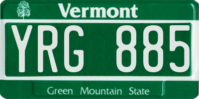 VT license plate YRG885