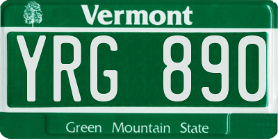 VT license plate YRG890