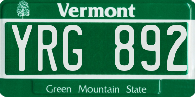 VT license plate YRG892