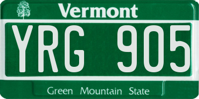 VT license plate YRG905