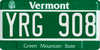 VT license plate YRG908