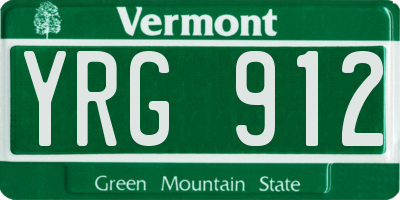 VT license plate YRG912