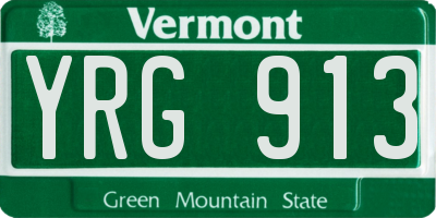 VT license plate YRG913