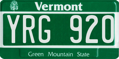 VT license plate YRG920