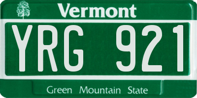 VT license plate YRG921