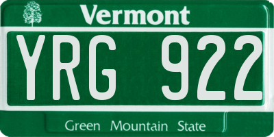 VT license plate YRG922