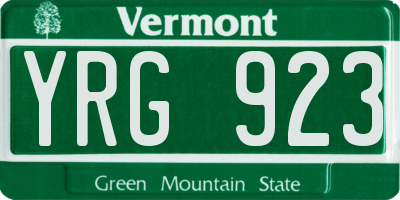 VT license plate YRG923