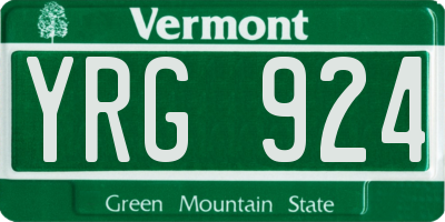 VT license plate YRG924